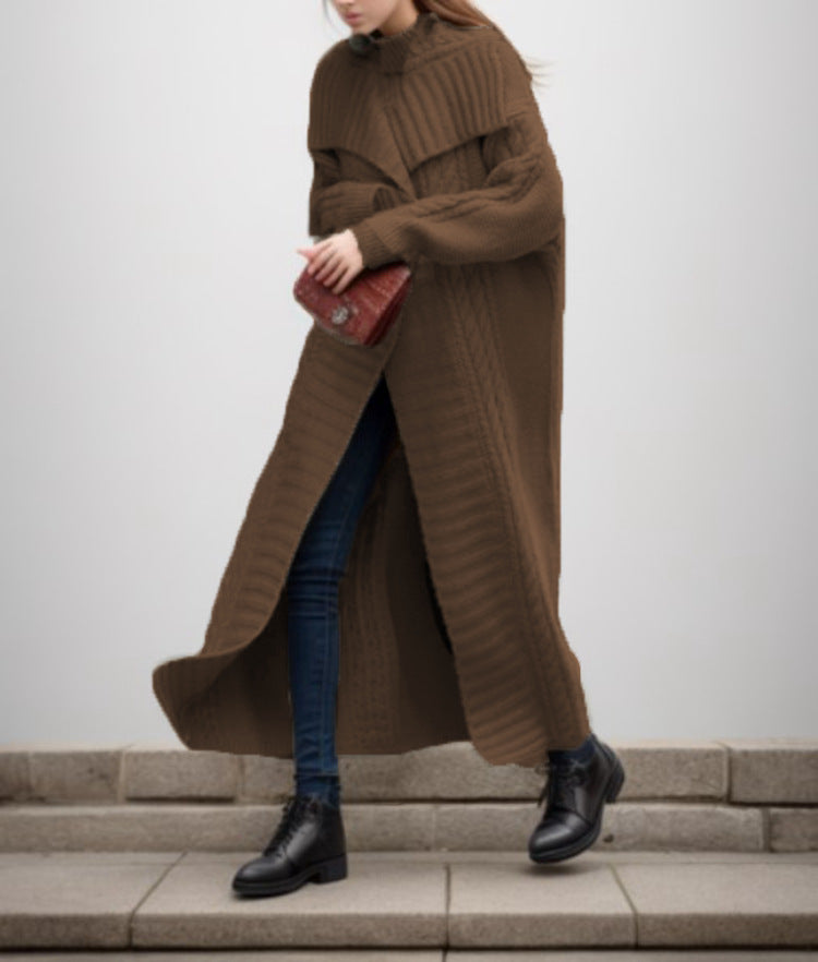 Damen Großer Strickmantel mit voluminösen Ärmeln und modernem Schnitt R&B