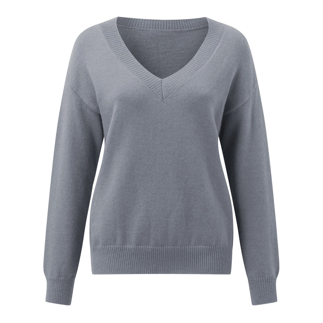 Damen V-Ausschnitt Strickpullover in feiner Wollqualität R&B