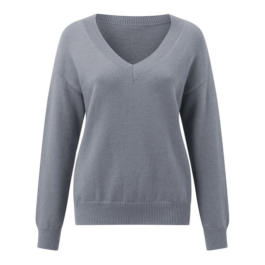 Damen V-Ausschnitt Strickpullover in feiner Wollqualität R&B
