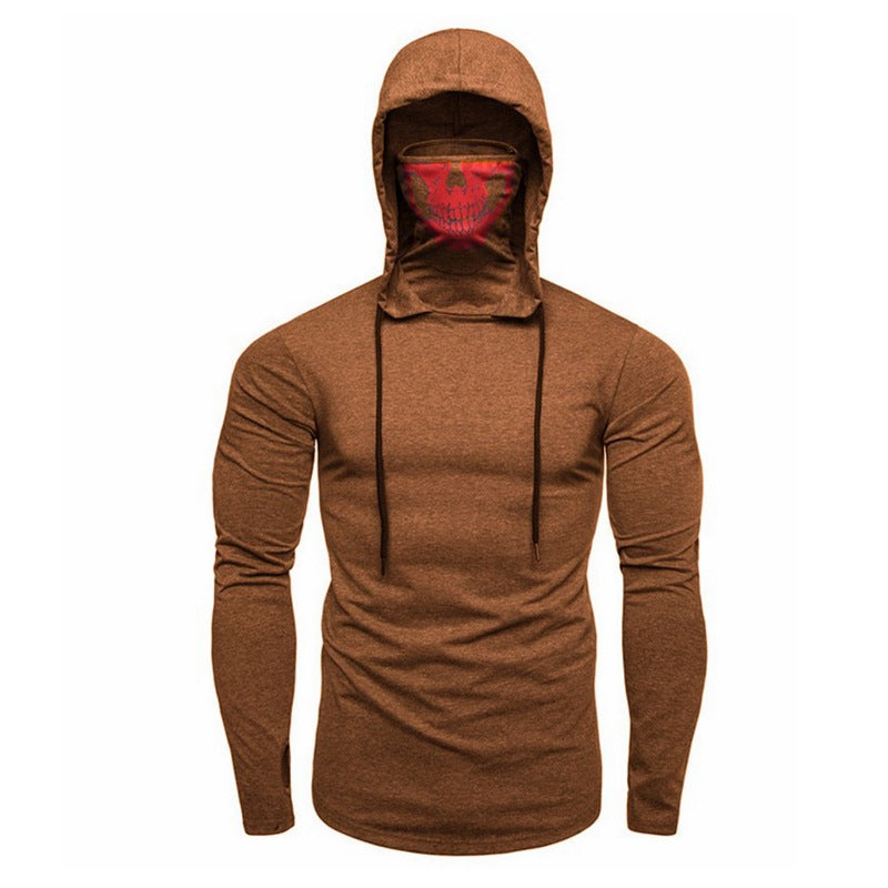 Herren Langarmshirt mit Kapuze und einzigartigem Totenkopfdesign