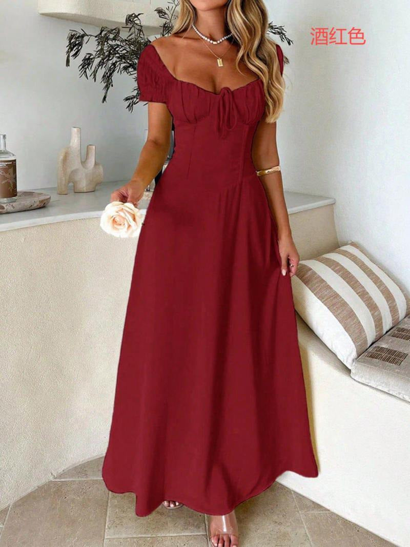 Damen Maxi-Kleid mit charmanten Rüschendetails und schmeichelndem Schnitt R&B
