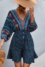 Damen Sommerliches Blusenkleid mit auffälligem floralen Muster und eleganten Puffärmeln R&B