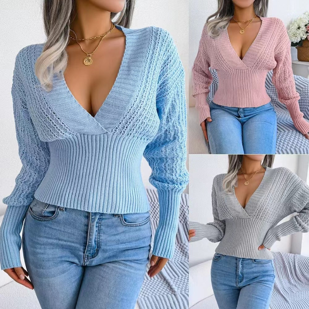 Damen Strickpullover mit V-Ausschnitt und feiner Maschenstruktur R&B