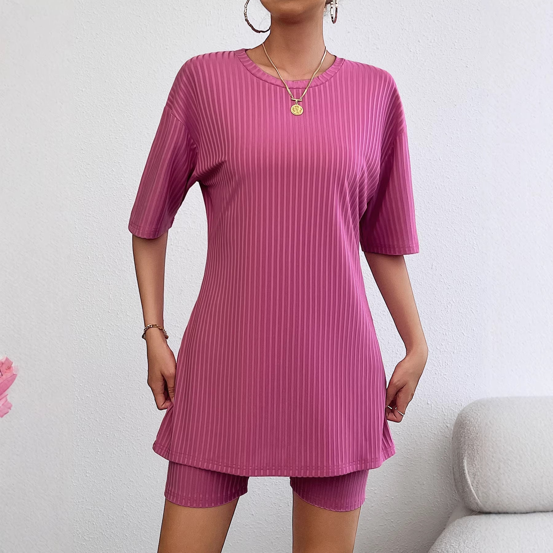 Damen Sportliches Kurzarm-Kleid mit integriertem Radlerhose