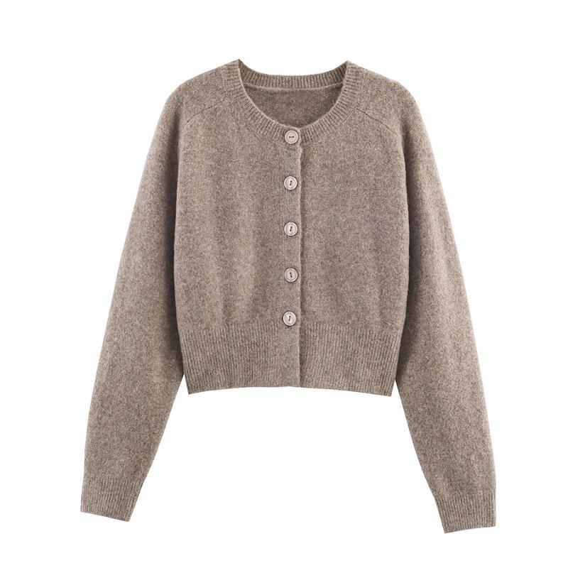 Damen kuschelige Strickjacke mit Knopfverschluss und Raglanärmeln R&B