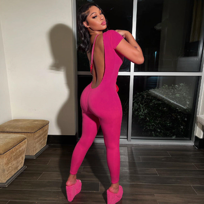 Damen figurbetonter Jumper mit kurzen Ärmeln R&B