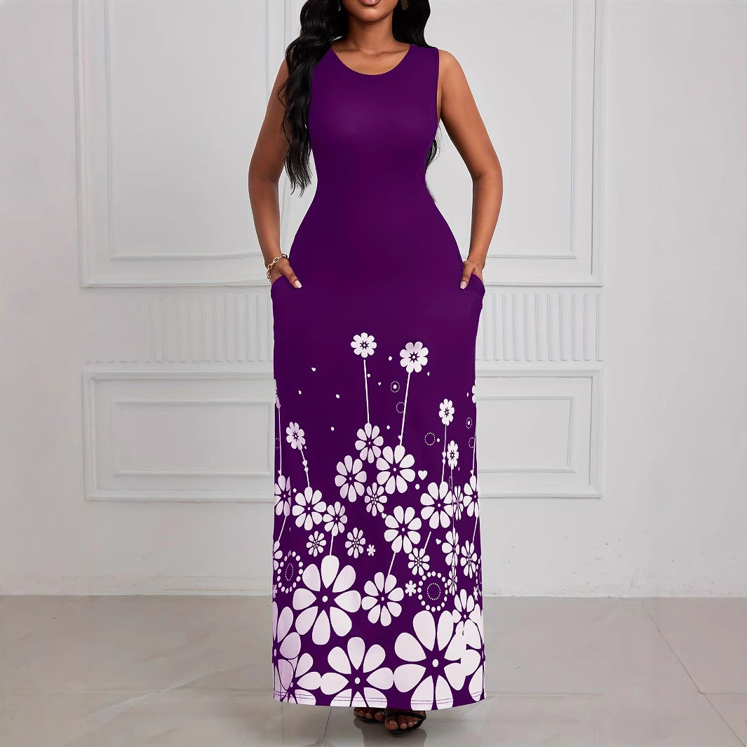 Damen Maxikleid mit floralem Muster und praktischen Seitentaschen R&B