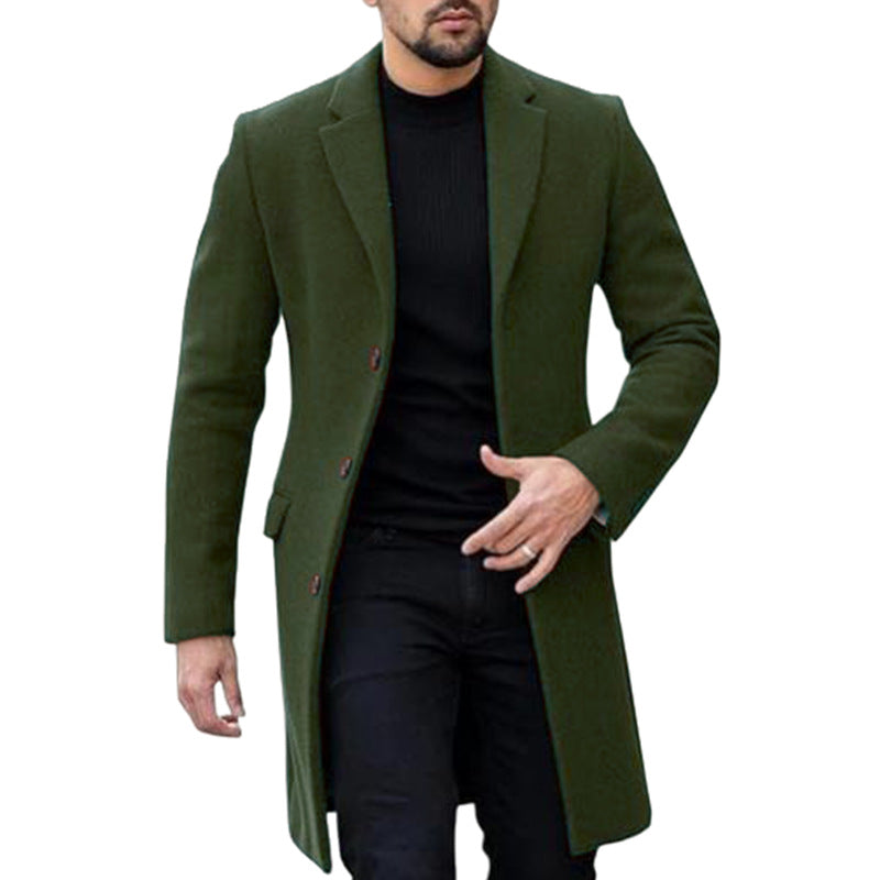 Herren eleganter Wollmantel mit modernem Schnitt und praktischen Taschen