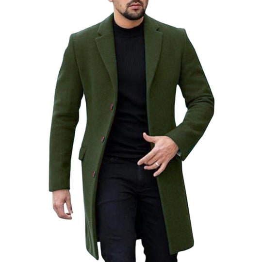 Herren eleganter Wollmantel mit modernem Schnitt und praktischen Taschen R&B