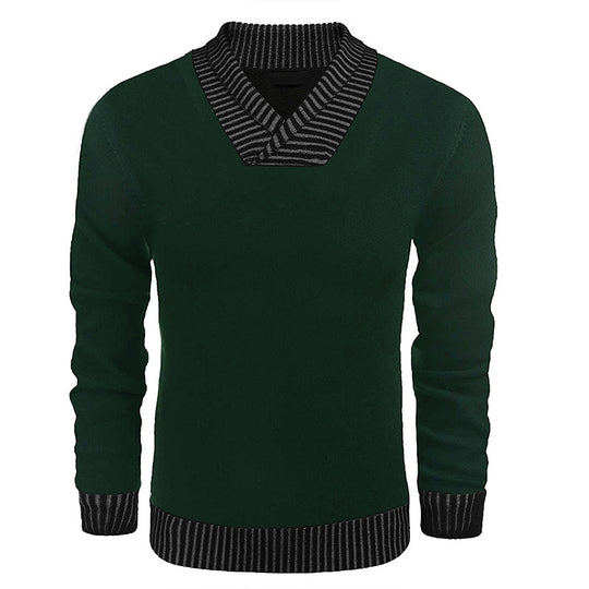 Herren eleganter Strickpullover mit modernem Schalkragen und strukturiertem Oberteil R&B