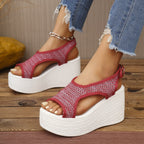 Damen Wedge-Sandalen mit perforiertem Obermaterial und anatomischem Fußbett R&B