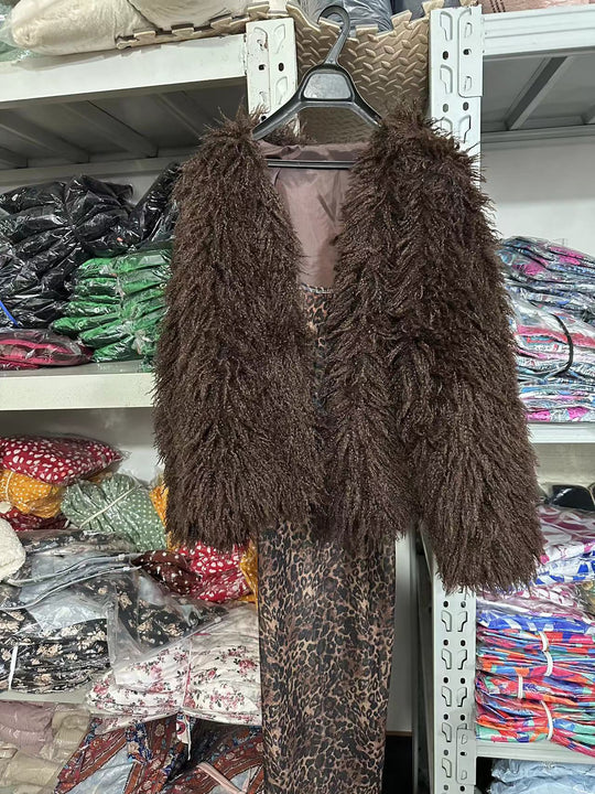 Damen Luxuriöse Kunstfell-Weste mit modischem Schnitt und voluminösem Design R&B