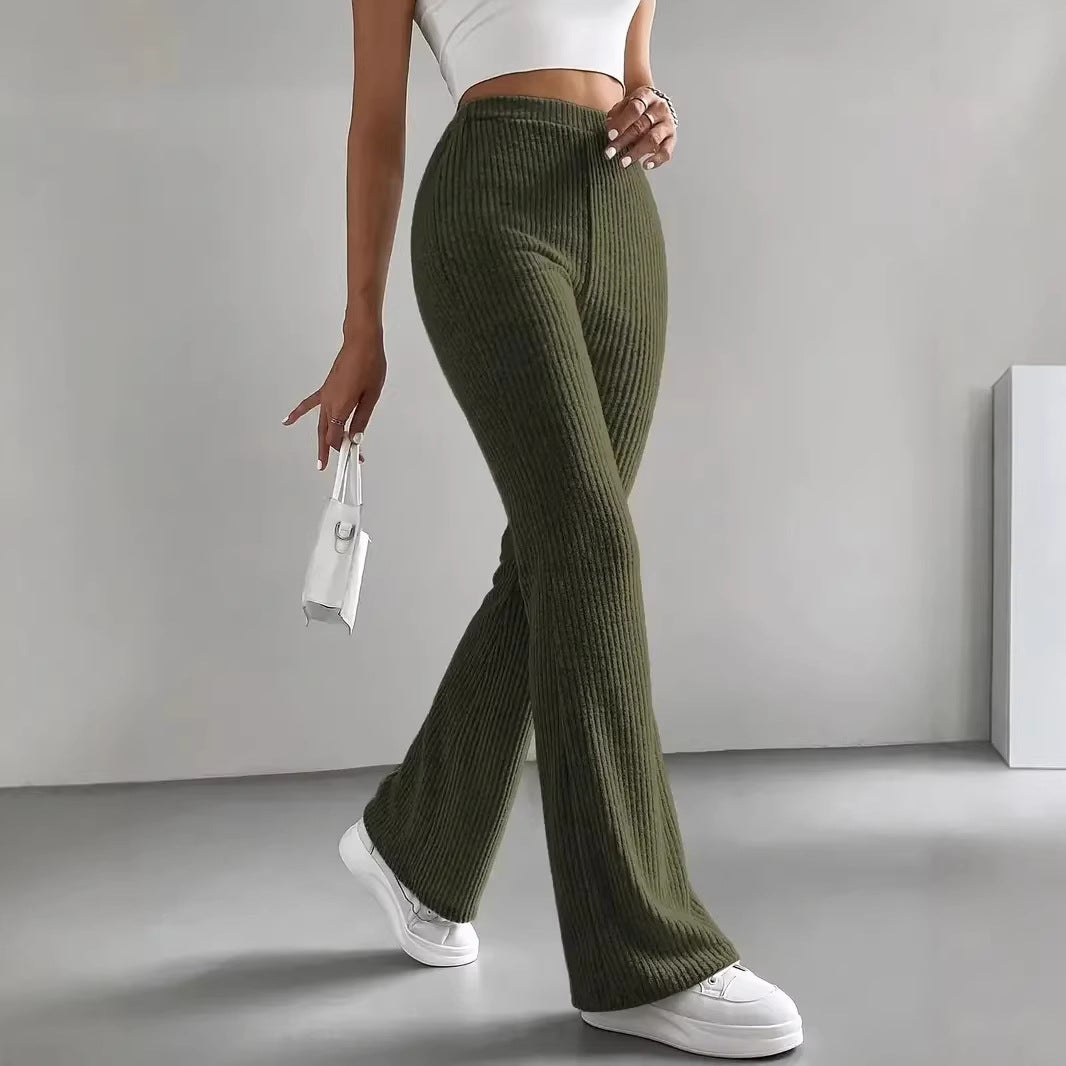 Damen Wide-Leg Ribbed-Hose R&B