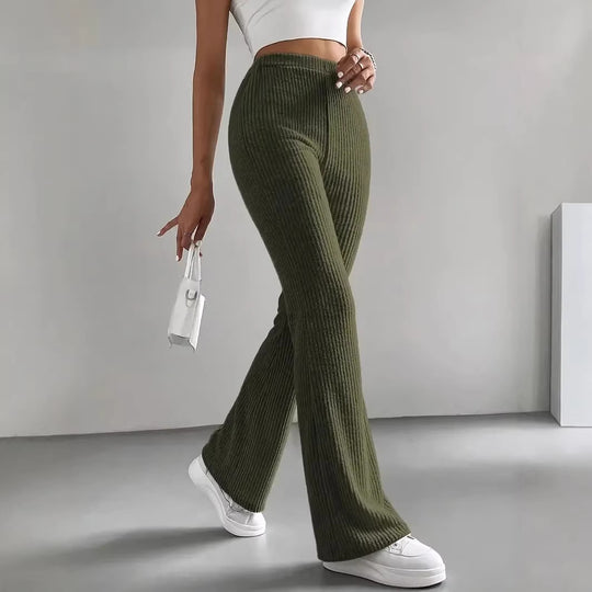 Damen Wide-Leg Ribbed-Hose R&B