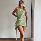 Damen Minikleid mit asymmetrischem Design und raffinierten Drapierungsdetails R&B