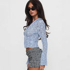 Damen Spitzenbluse mit V-Ausschnitt und floralen Details R&B
