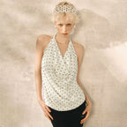 Damen Top mit elegantem Wasserfallausschnitt und Punktedesign R&B