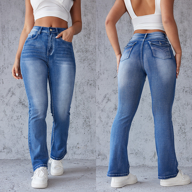 Damen Bootcut-Jeans mit hohem Taillenbund und Stretch-Anteil R&B