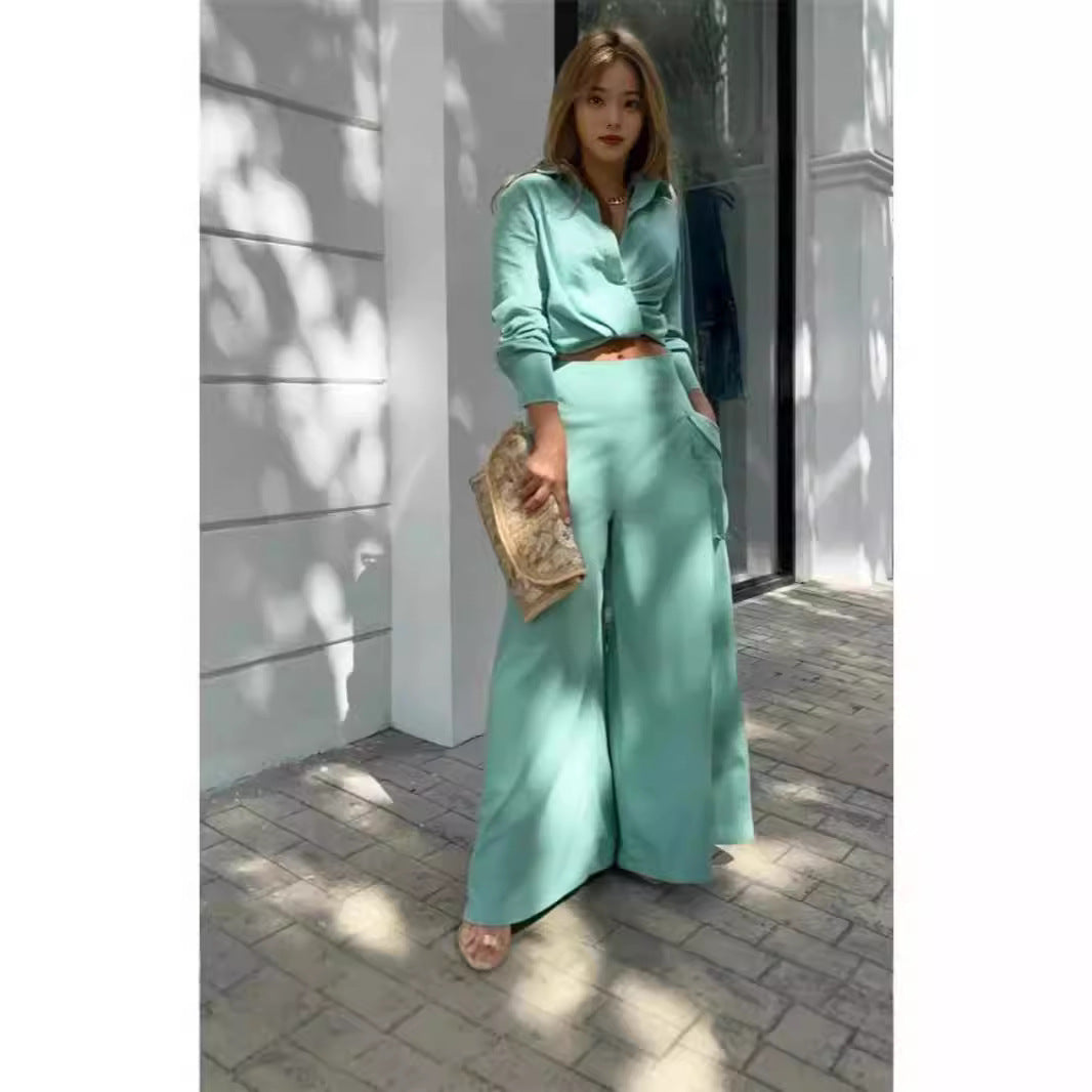 Damen Elegantes Oberteil mit weitem Schnitt und passenden Palazzo-Hosen R&B