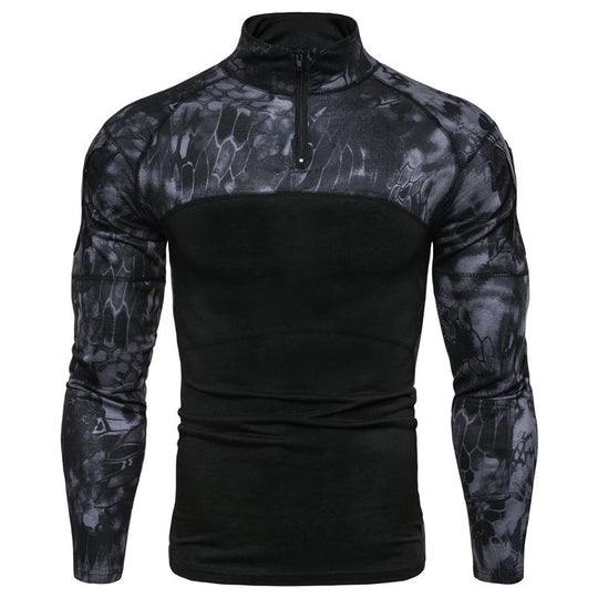 Herren Funktionsshirt mit Stehkragen und innovativem Camouflage-Design R&B