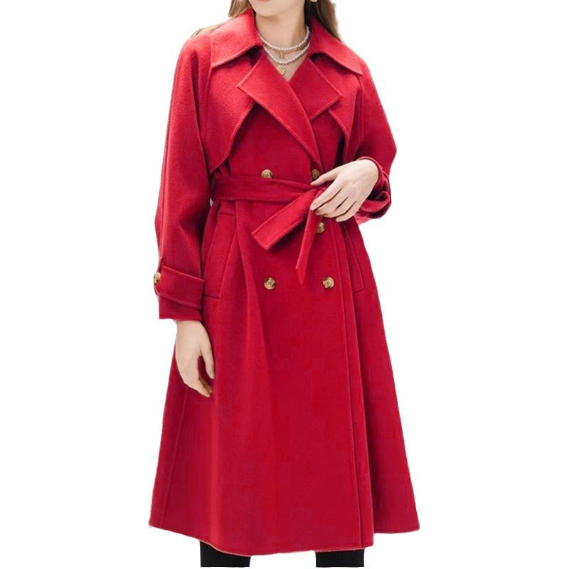 Damen eleganter Trenchcoat mit doppelter Knopfleiste und tailliertem Schnitt R&B