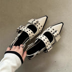 Damen elegante spitze Mules mit dekorativen Schnallen R&B