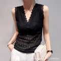 Damen Spitzen Tanktop mit V-Ausschnitt und romantischen Details R&B