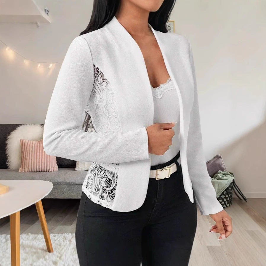 Damen elegante Blazerjacke mit Spitze und modernem Schnitt R&B