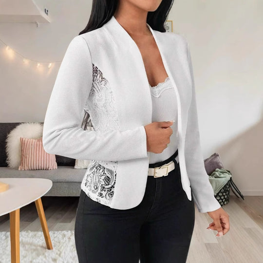 Damen elegante Blazerjacke mit Spitze und modernem Schnitt R&B