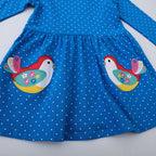 Mädchen Baumwollkleid mit verspielten Vogelapplikationen R&B