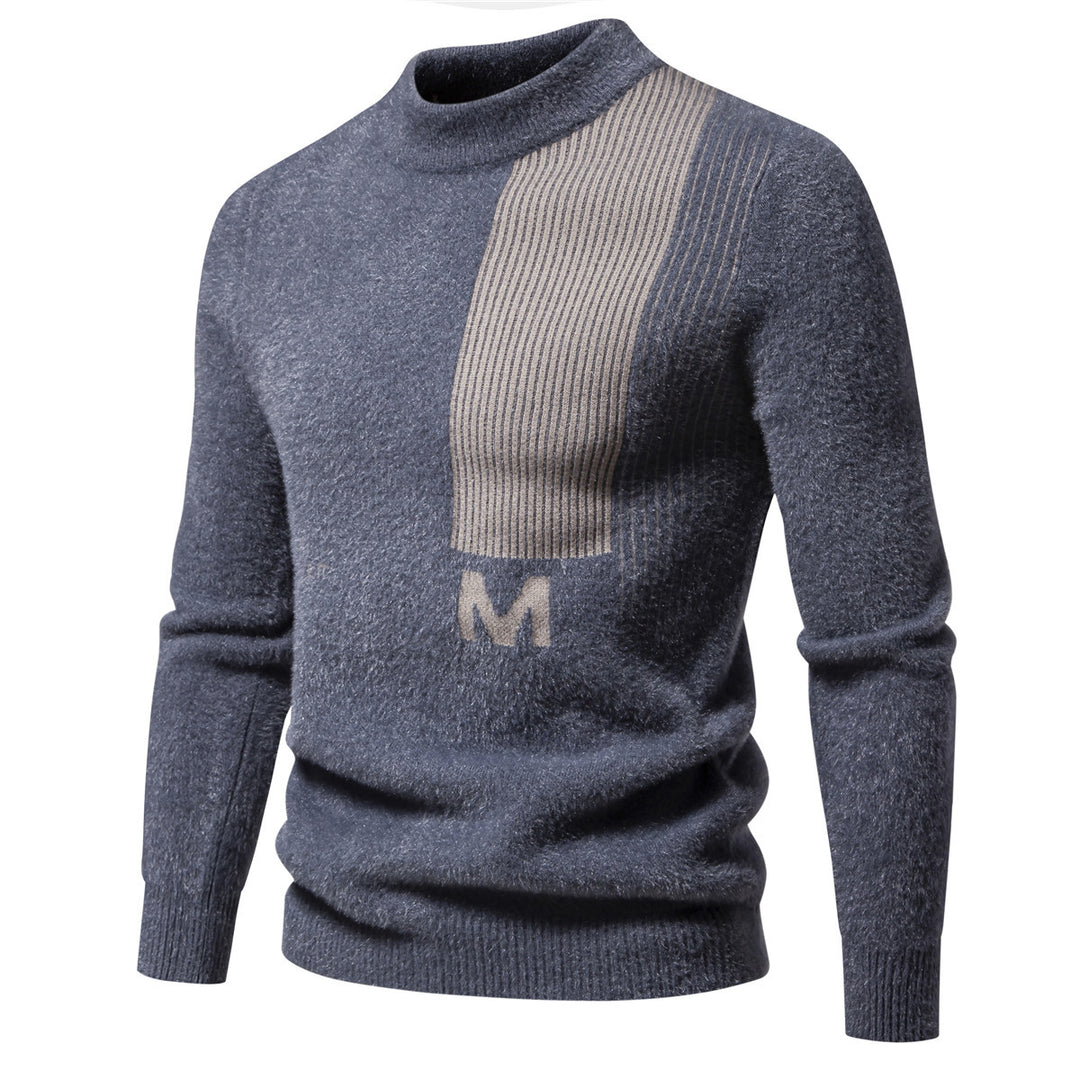 Herren Hochwertiger Strickpullover mit modernem Stehkragen und strukturiertem Design R&B
