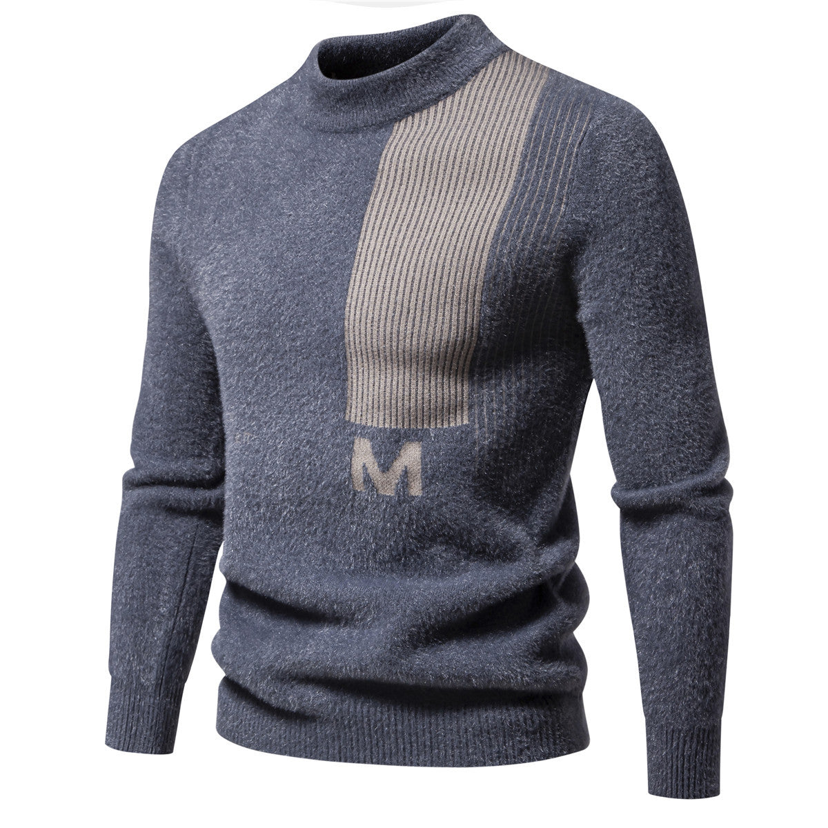 Herren Hochwertiger Strickpullover mit modernem Stehkragen und strukturiertem Design