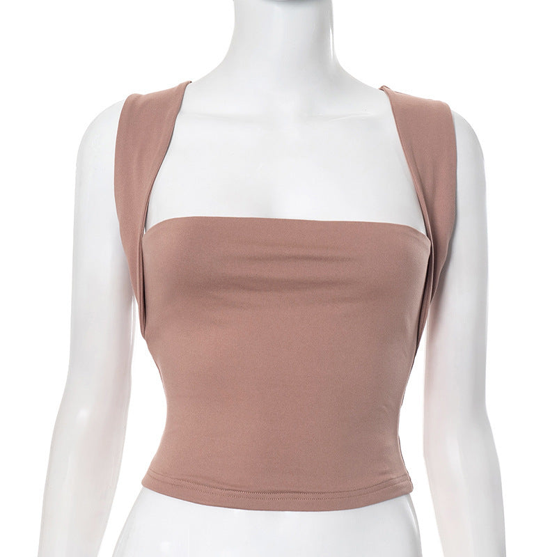 Damen modernes Crop-Top mit schmalen Trägern und figurbetontem Schnitt R&B