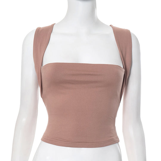 Damen modernes Crop-Top mit schmalen Trägern und figurbetontem Schnitt R&B