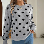 Damen Grobstrickpullover mit gepunktetem Muster und lässigem Schnitt R&B