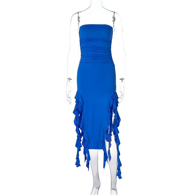 Damen Wickelkleid mit Rüschen und figurformendem Schnitt R&B