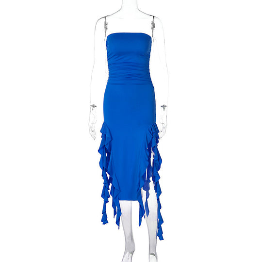Damen Wickelkleid mit Rüschen und figurformendem Schnitt R&B
