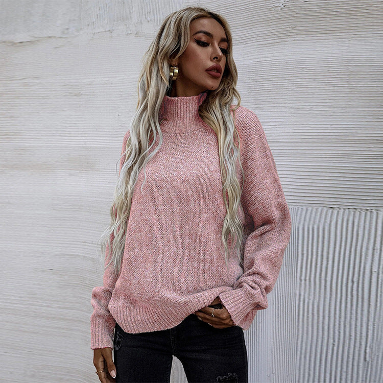 Damen gemütlicher Rollkragenpullover aus hochwertiger Strickware R&B