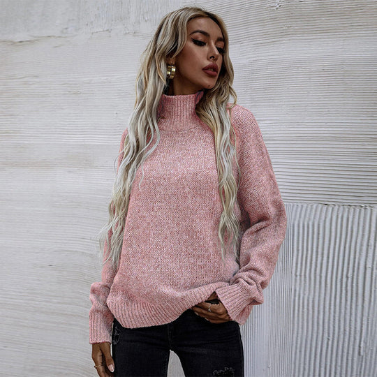 Damen gemütlicher Rollkragenpullover aus hochwertiger Strickware R&B