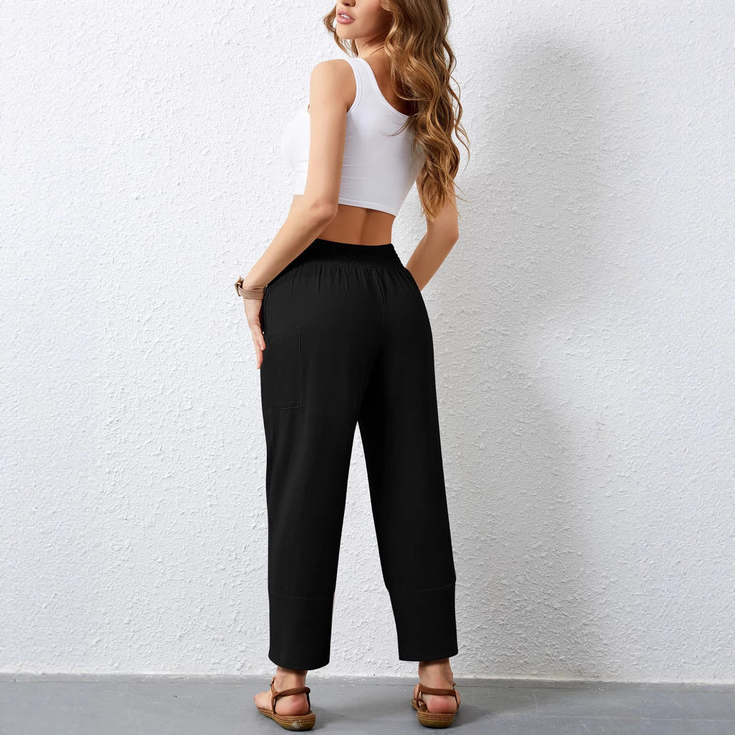 Damen Weite Sommerhose mit elastischem Bund und praktischen Taschen R&B