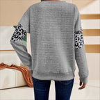 Damen Sweatshirt mit Leopardenmuster und strukturiertem Stoff R&B