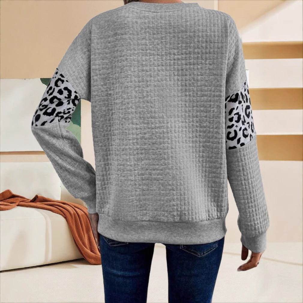 Damen Sweatshirt mit Leopardenmuster und strukturiertem Stoff R&B
