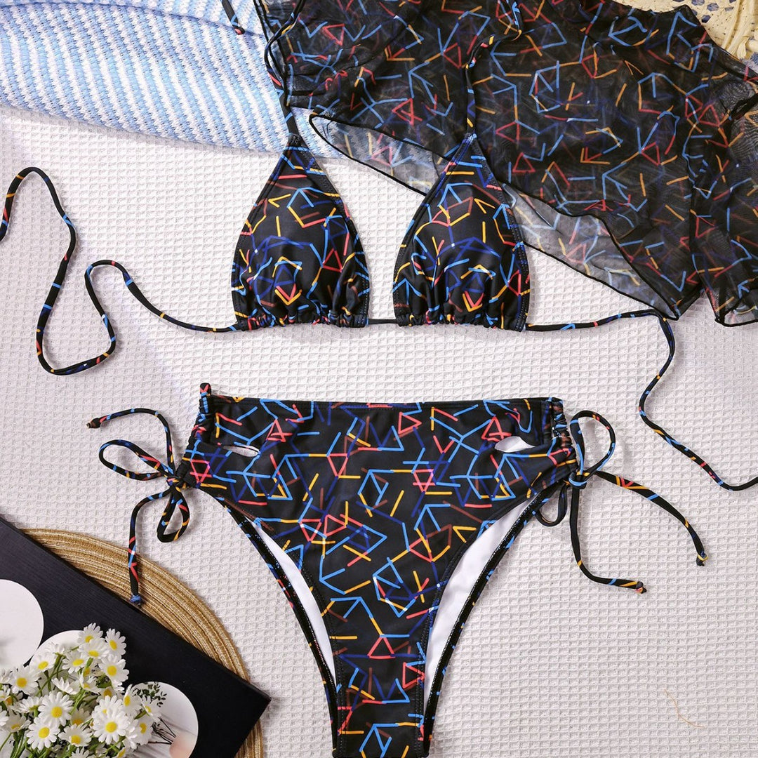 Damen Triangel-Bikini mit transparentem Übertop R&B