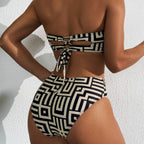 Damen Bandeau-Bikini mit geometrischem Design