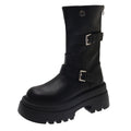 Damen modische kniehohe Stiefel mit verstellbarem Riemendesign und robustem Profil R&B