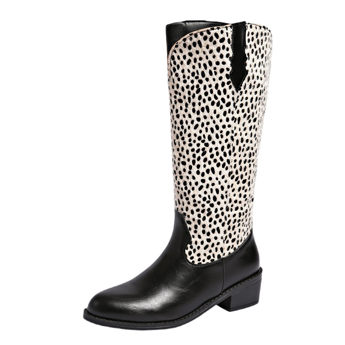 Damen Stiefel mit trendigem Punktmuster und robustem Blockabsatz R&B