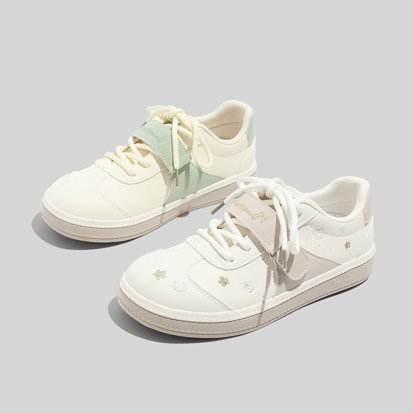 Damen Sneakers mit floralem Design und praktischem Klettverschluss