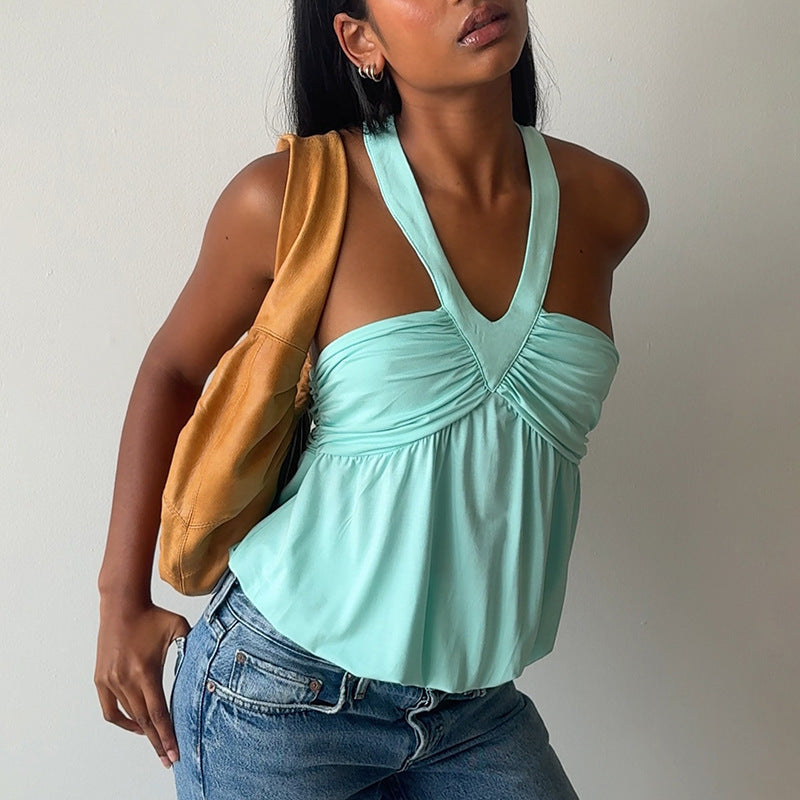 Damen Cut-Out Top mit fließendem Schnitt und V-Ausschnitt R&B