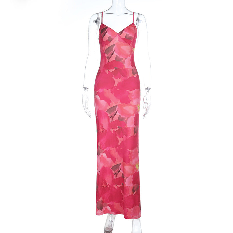 Damen Elegantes Maxikleid mit floralem Muster und feinen Trägern