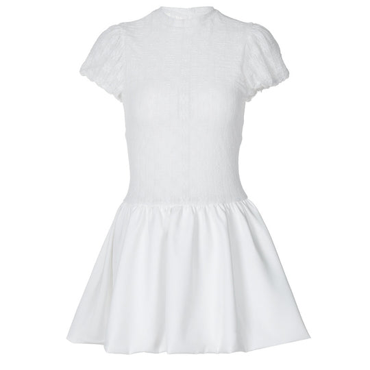 Damen Mini-Kleid mit trendigen Rüschendetails und strukturiertem Oberteil R&B